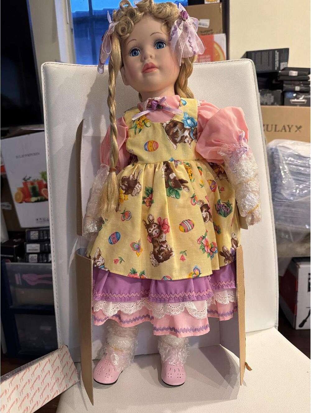 Connoisseur Collection Porcelain Doll QVC Exclusive Original Box Easter Dress